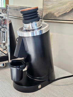 Turin DF83 Gen 2 — grinder and cup on kitchen counter