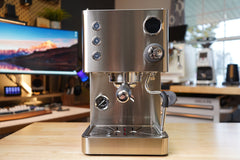 Turin Legato V2 — stainless machine on a coffee counter