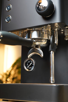 Turin Legato V2 — steam wand and portafilter close-up