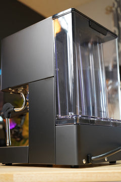 Turin Legato V2 — clear rear water reservoir on black machine