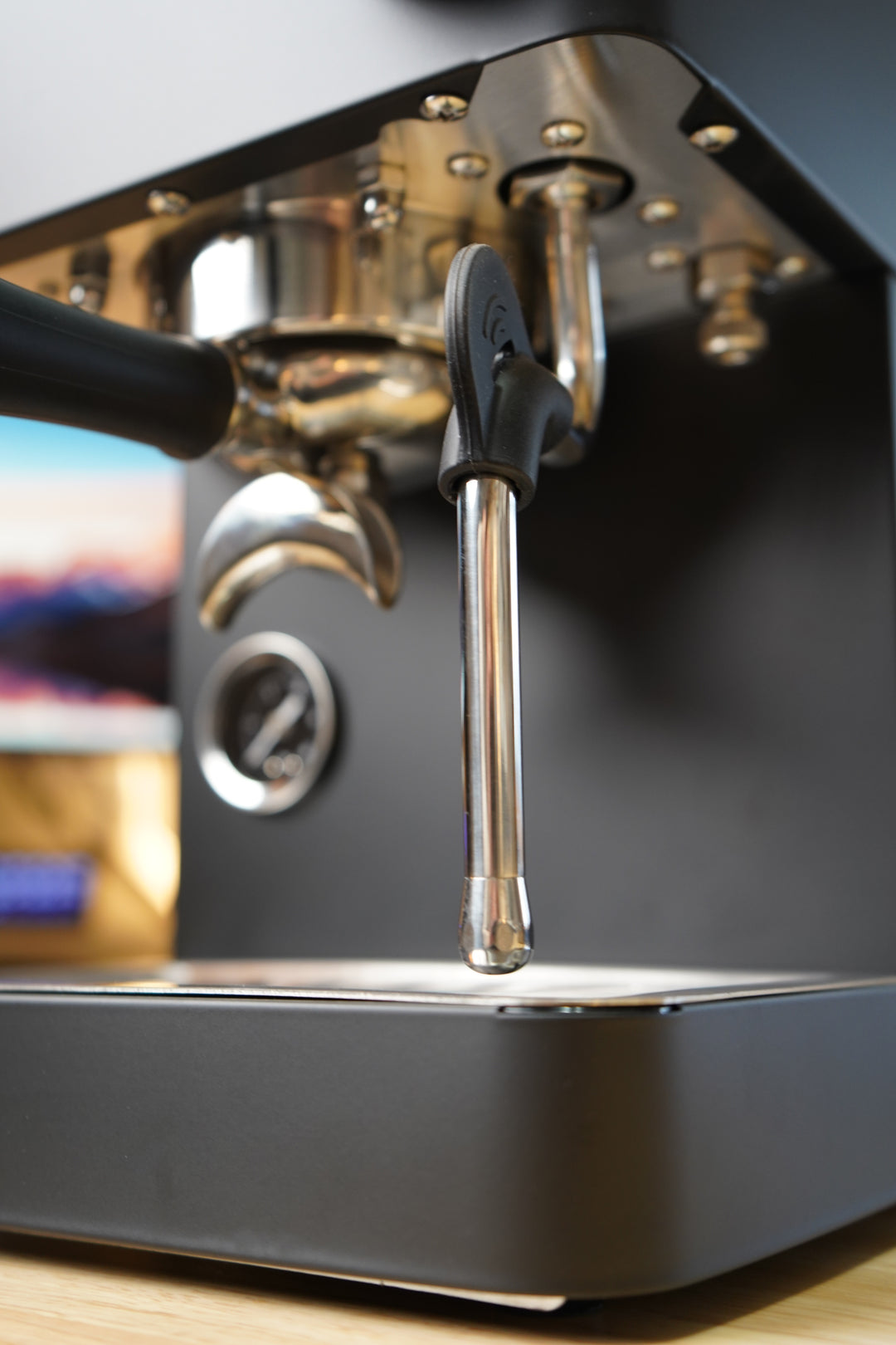 Turin Legato V2 — steam wand above drip tray