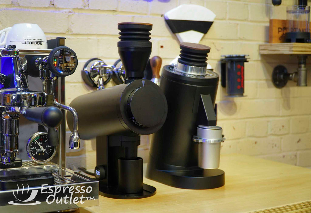 Turin DF83V — black DF83V beside silver grinder