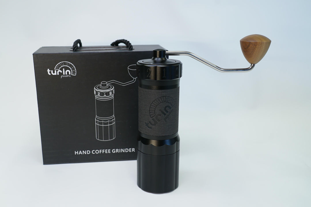 Turin H40 V2 — grinder beside retail box