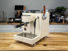 Turin MC3 espresso machine — light-finish machine on wood counter
