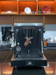 Turin MC3 espresso machine — black machine, front view