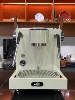 Turin MC3 espresso machine — light-finish machine, full front view
