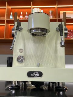 Turin MC3 espresso machine — group and lower front panel