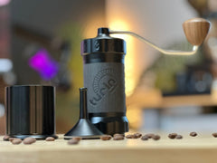 Turin H40 V2 — grinder and dosing accessories on counter