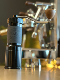 Turin H40 V2 — hand grinder, angled countertop view